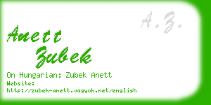 anett zubek business card